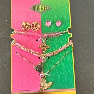 Wicked Defy Gravity Glinda 5 piece 2 Bracelets 1 Necklace 2 Earrings